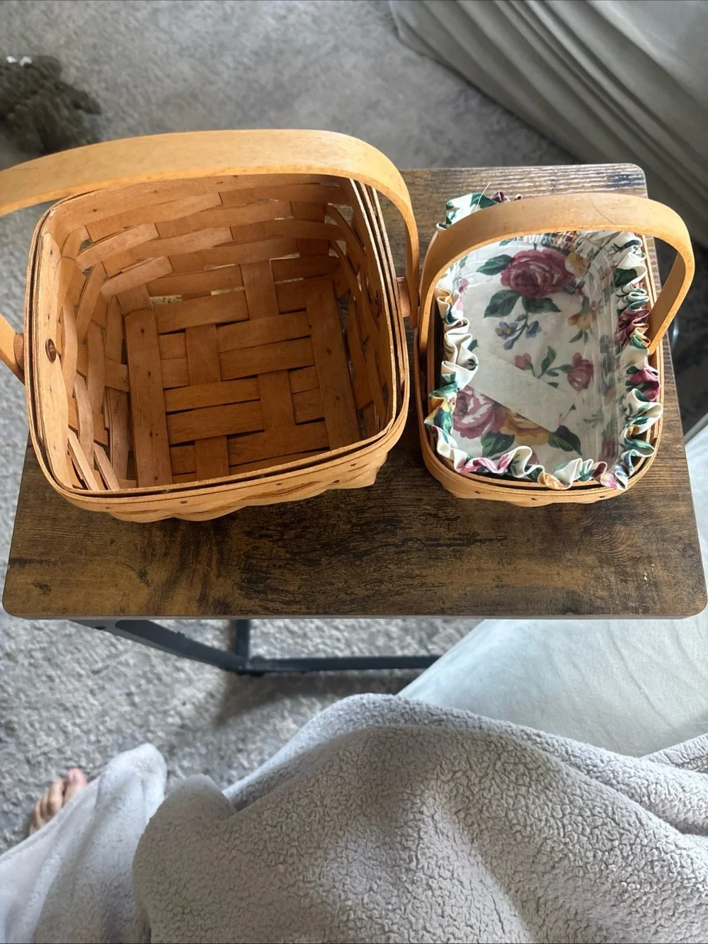 Lot of 2 Longaberger Baskets American Cancer Society 1996 W/ Liners And 1995 w/o